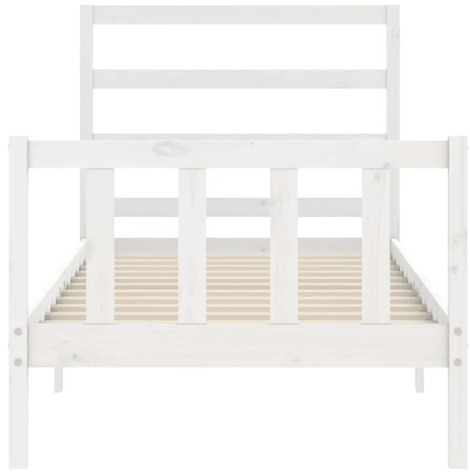 Cama sem colchão 90x200 cm madeira de pinho maciça branco