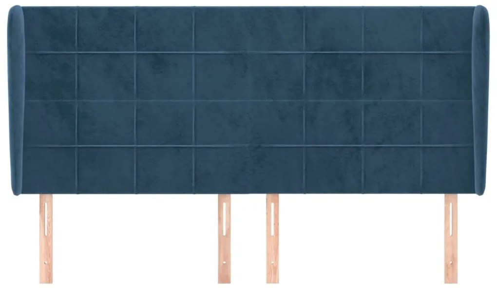 Cabeceira cama c/ abas veludo 203x23x118/128 cm azul-escuro