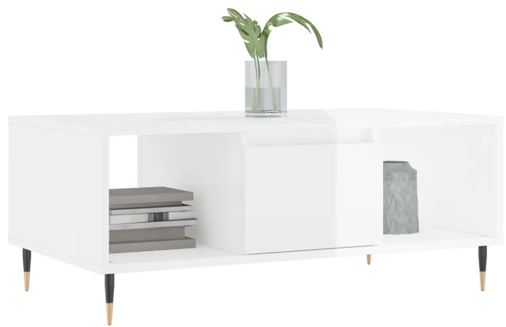 Mesa de centro 90x50x36,5 cm derivados madeira branco brilhante