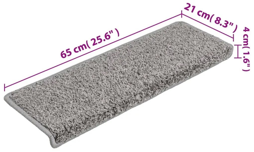 Tapetes de escadas 10 pcs 65x21x4 cm cinzento