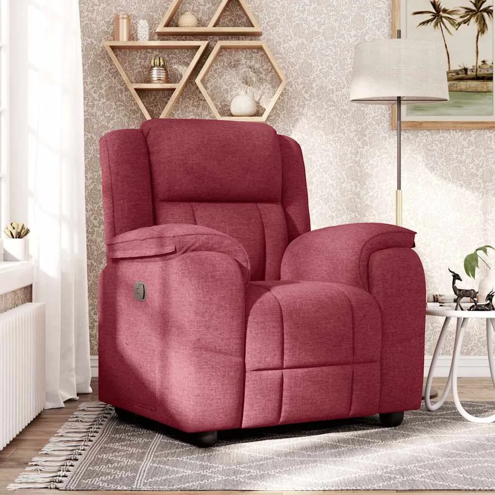 vidaXL Poltrona reclinável tecido vermelho tinto