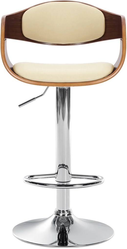 Banco de bar Kingston em couro sintético 50 x 88-102 x 48 cm Nogueira + Creme