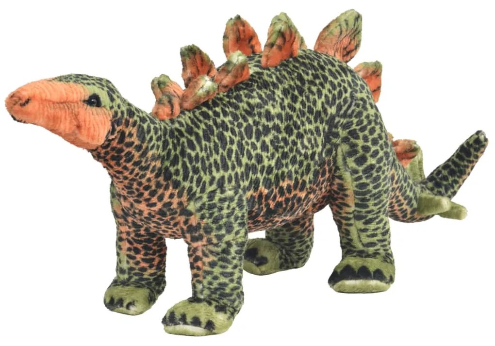 vidaXL Brinquedo de montar estegossauro peluche verde e laranja XXL
