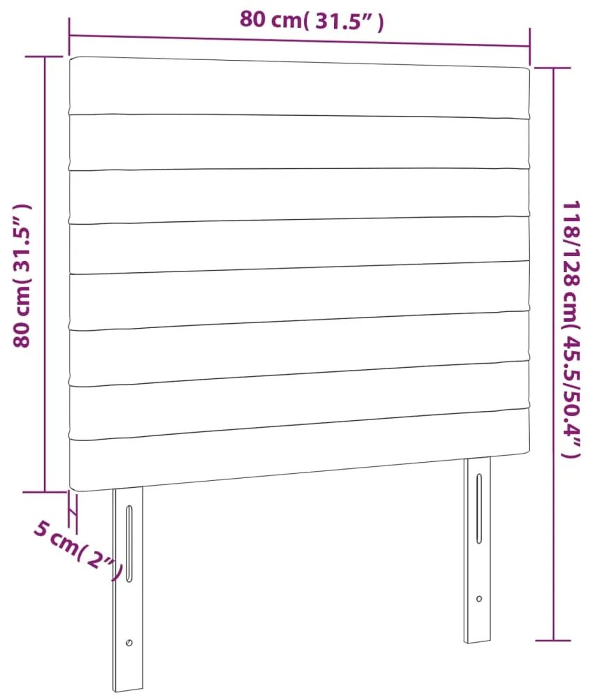 Cabeceira de cama c/ LED tecido 80x5x118/128cm crème