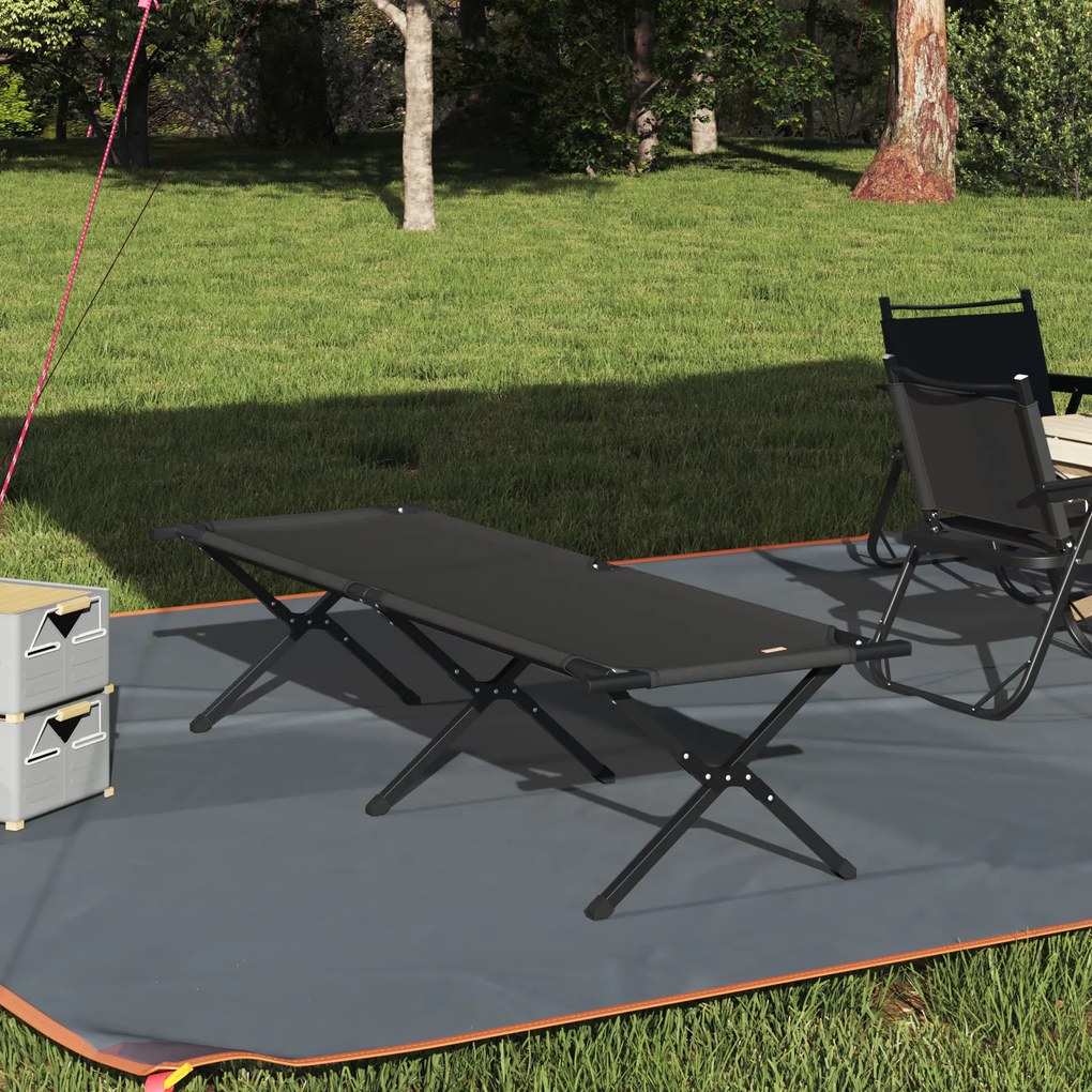 vidaXL Cama de Sol Dobrável com Bolsa Preta em Tecido Oxford 600D