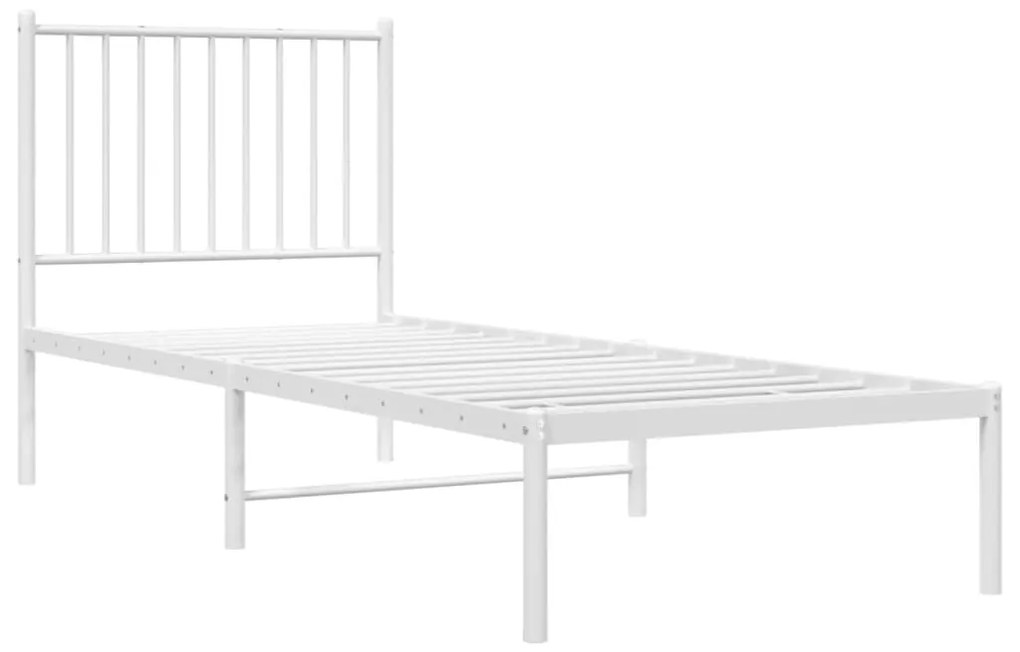 Estrutura de cama com cabeceira 75x190 cm metal branco