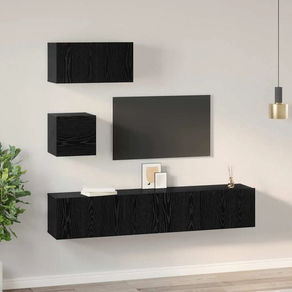 Conjunto de móvel de TV 4 pcs Carvalho preto 80 x 30 x 30 cm