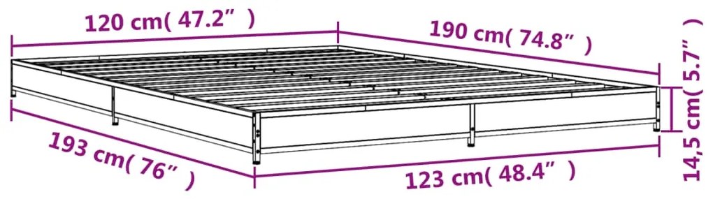 Estrutura cama 120x190 cm derivados de madeira/metal