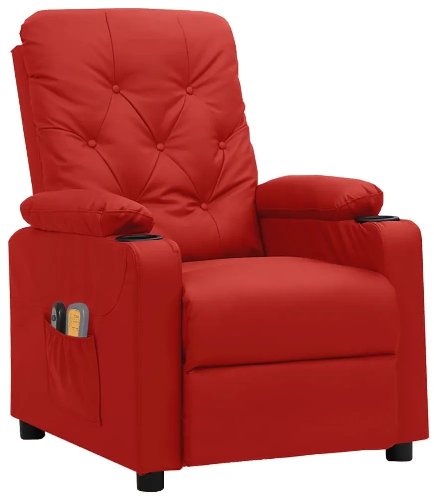 Poltrona de massagens elétrica couro artificial vermelho tinto