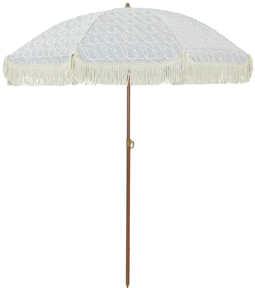 vidaXL Guarda-sol Cinza e Branco Ø 160 x 195 cm Aço