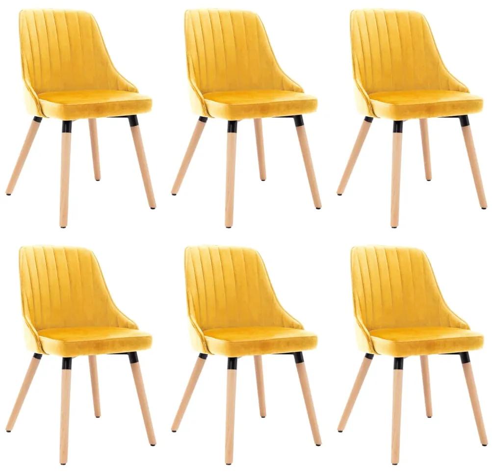 Cadeiras de jantar 6 pcs veludo amarelo