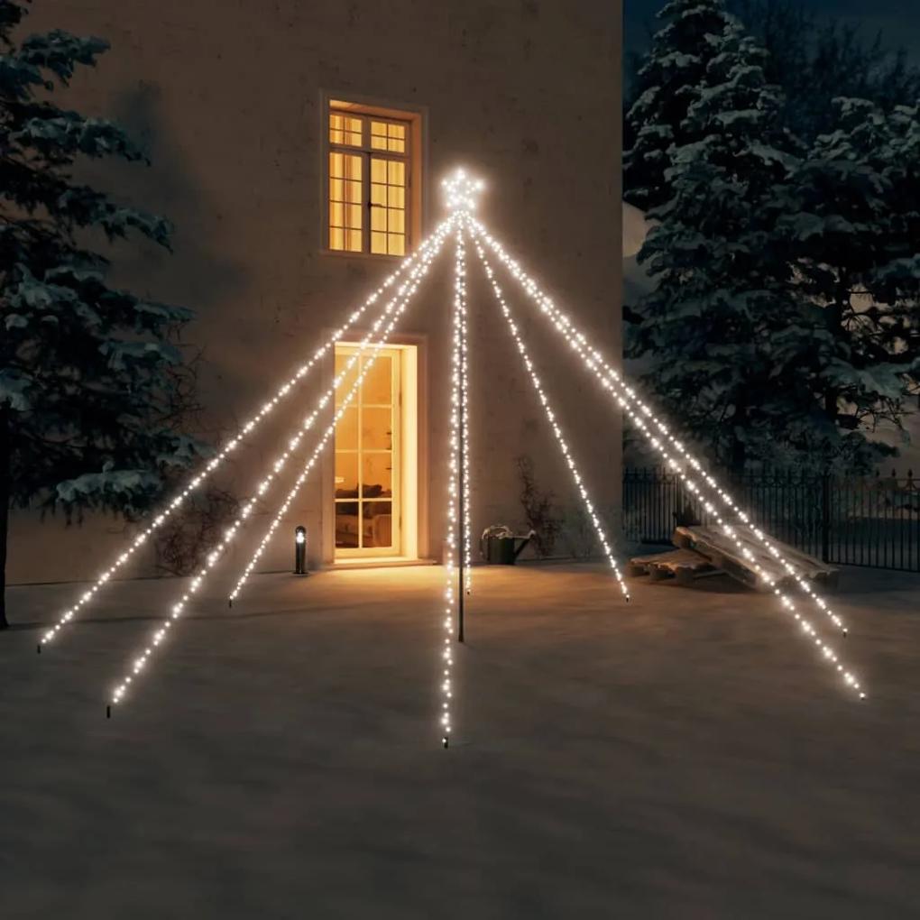 328739 vidaXL Iluminação p/ árvore de Natal int/ext 576 LEDs 3,6m branco frio