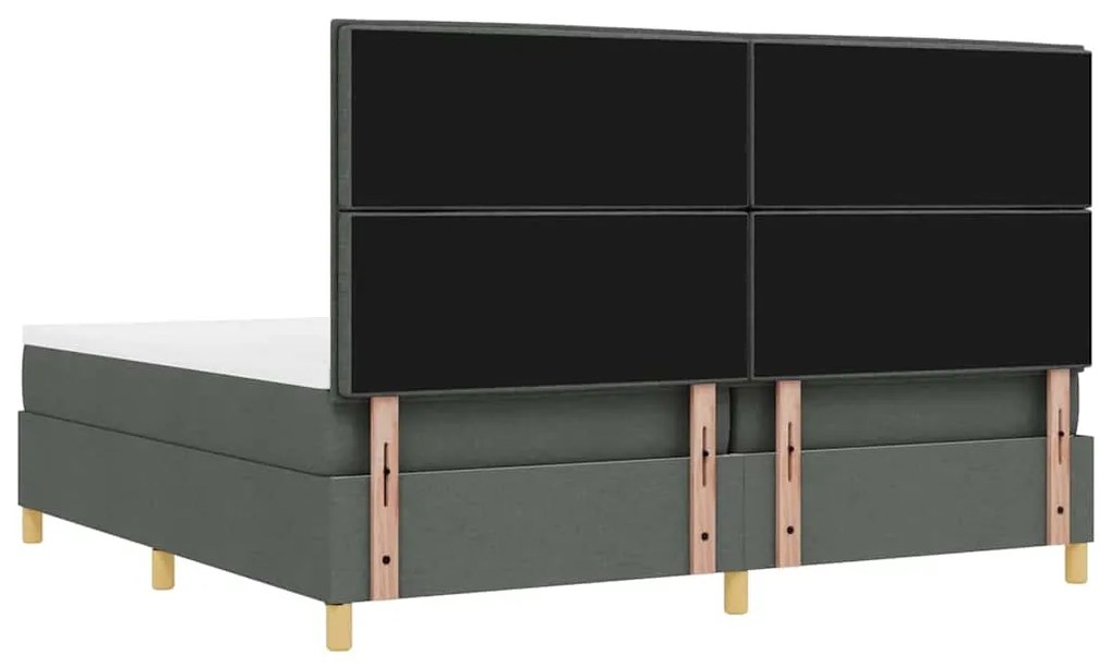 Cama Box com Colchão e Banco vidaXL Cinza Escuro 200x200 cm Tecido