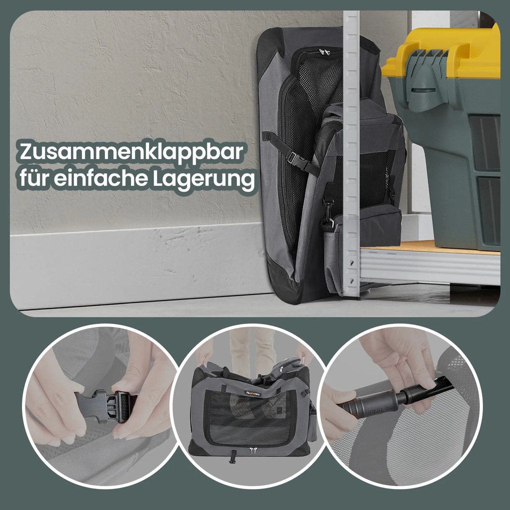 Transportadora para animais de estimação 60 x 42 x 42 cm Cinzento