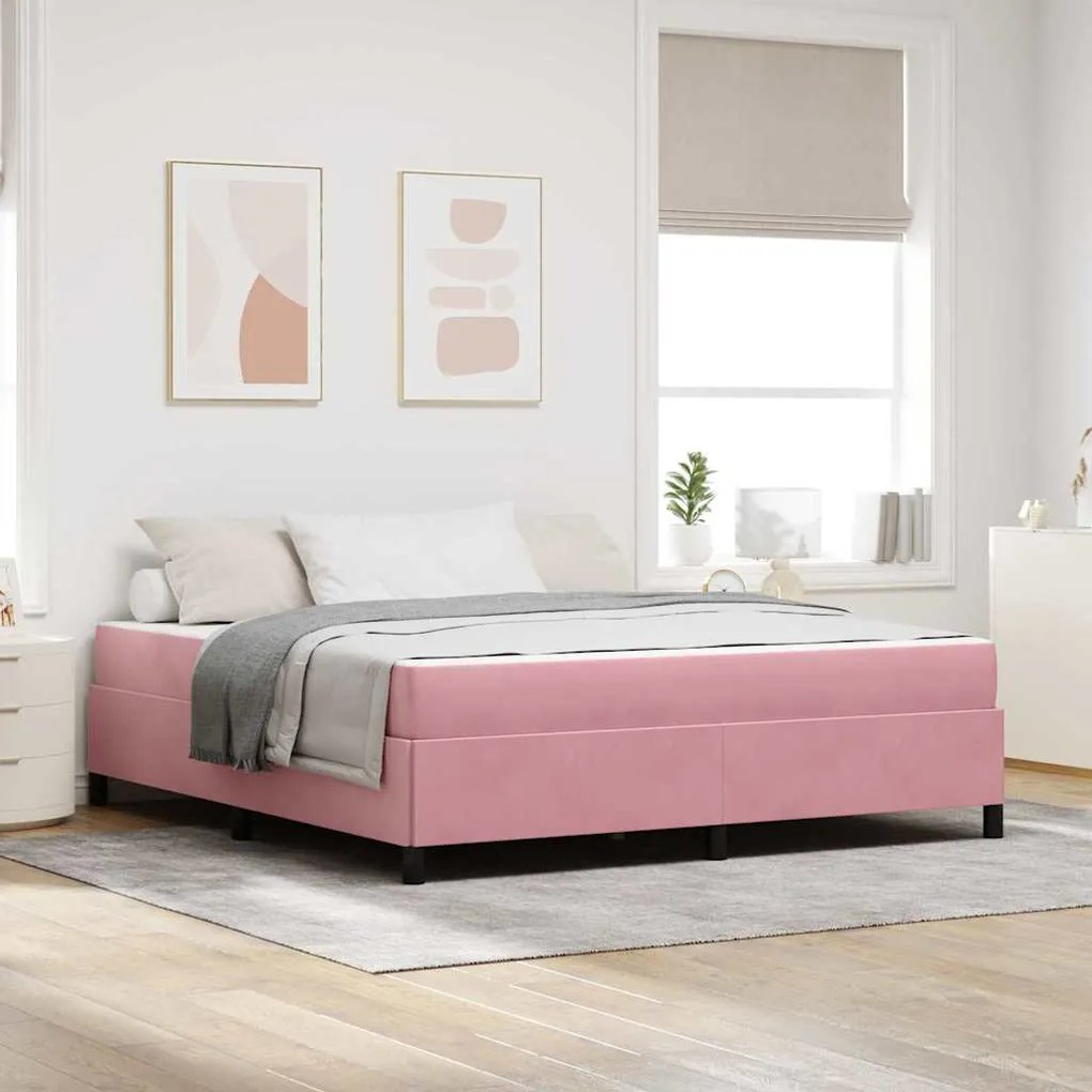 vidaXL Estrutura da Cama Outros Rosa e branco 180 x 200 cm Veludo