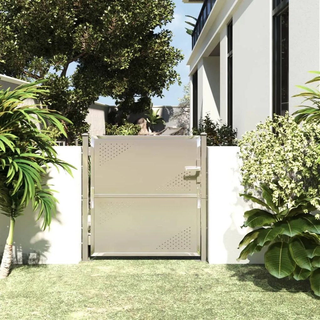 316865 vidaXL Portão de jardim 100x100 cm aço inoxidável