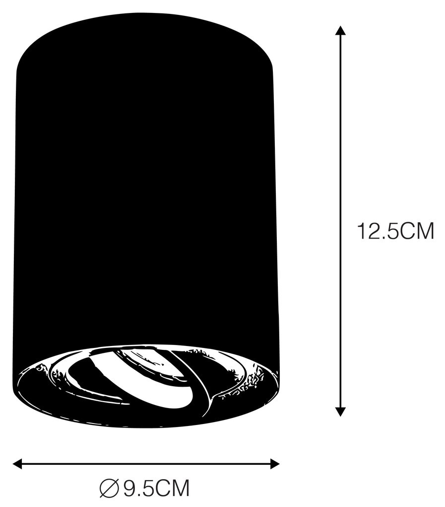 Foco giratório e inclinável preto e aço - Rondoo up