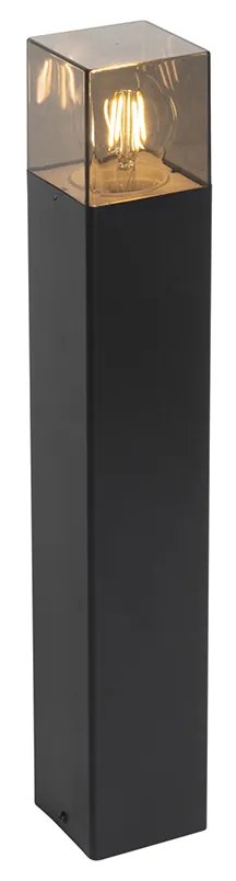 Candeeiro de pé para exterior preto 50 cm IP44 com vidro fumê - Denmark Moderno