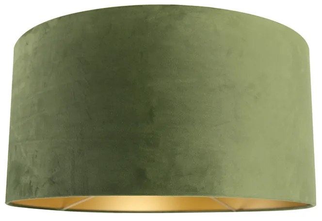 Abajur de veludo verde 50/50/25 com interior dourado