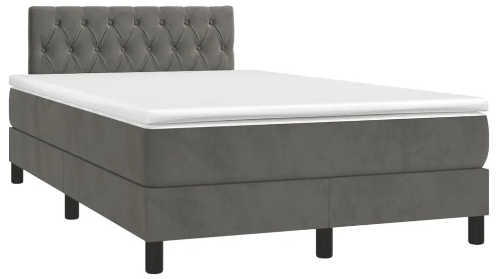 Cama boxspring com colchão 120x200 cm veludo cinzento-escuro