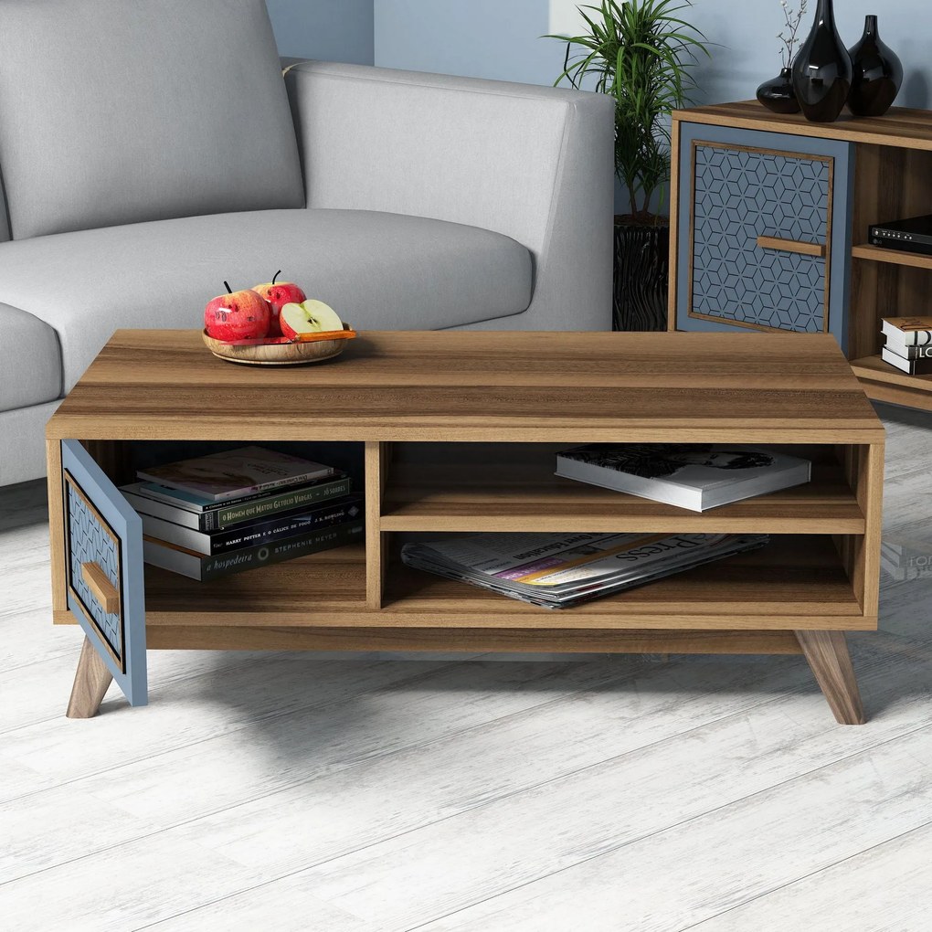 Conjunto de Mobiliário de Sala Ayla – Nogueira Azul – TV: 160x56,2x35
