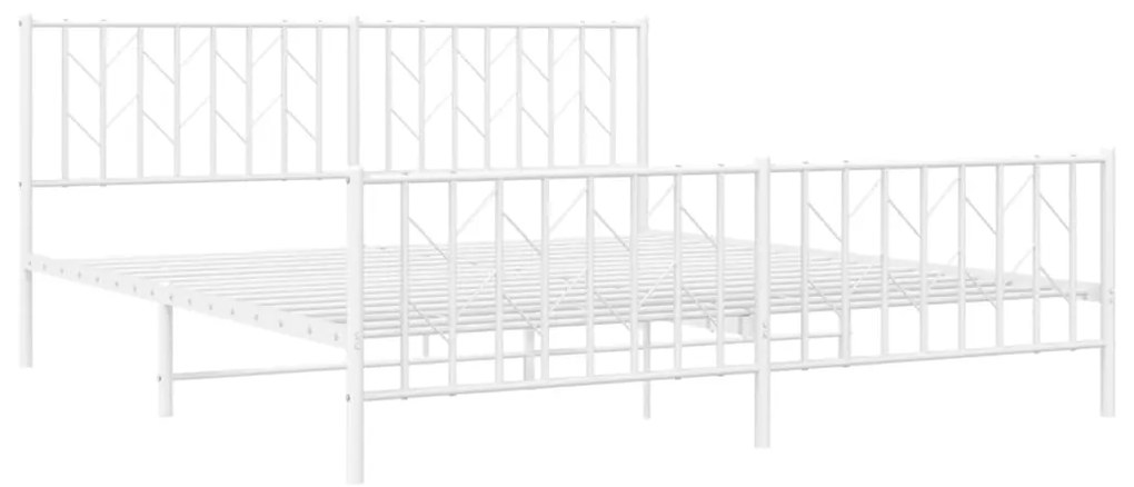 Estrutura de cama com cabeceira e pés 183x213 cm metal branco