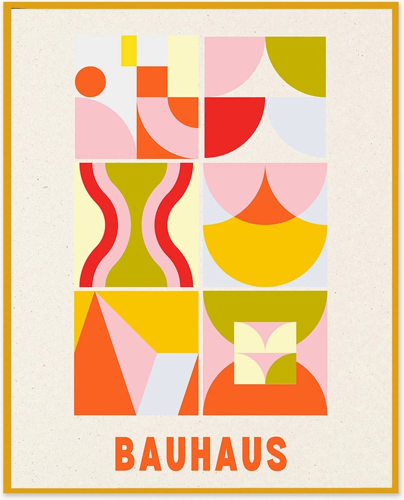 Impressão digital emoldurada Bauhaus in Orange