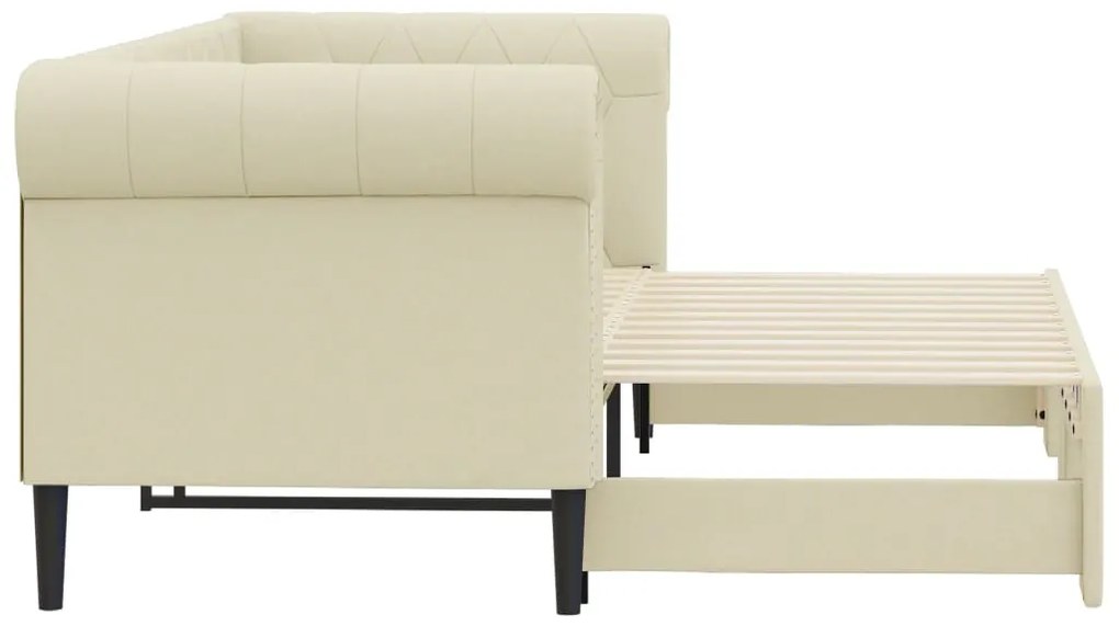 Sofá-cama com gavetão 90x200 cm couro artificial creme