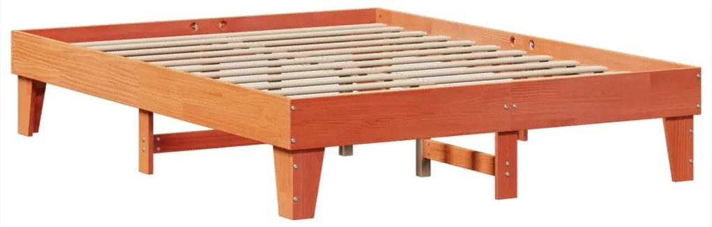 Cama sem colchão 140x200 cm madeira pinho maciça castanho-mel