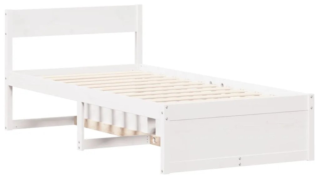 Cama sem colchão 75x190 cm madeira de pinho maciça branco