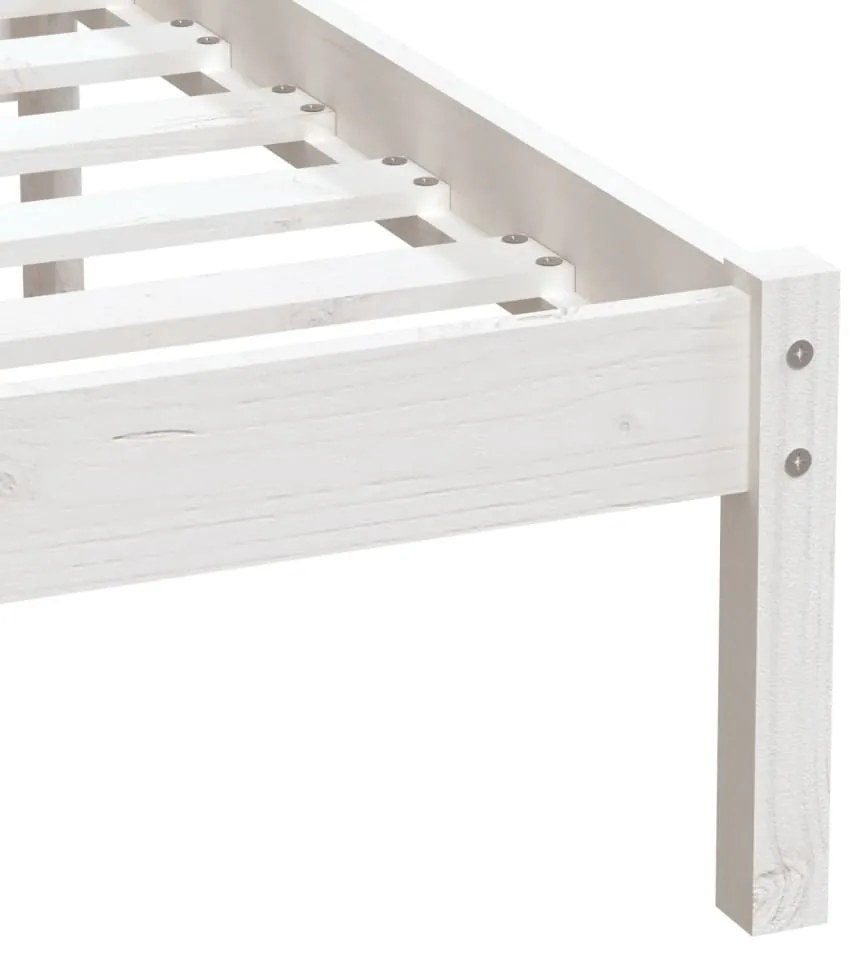 Estrutura de cama solteiro 90x190 cm madeira maciça branco