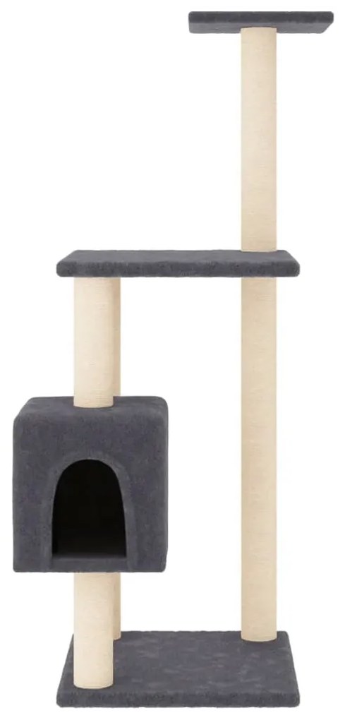 Árvore p/ gatos c/ postes arranhadores sisal 104cm cinza-escuro