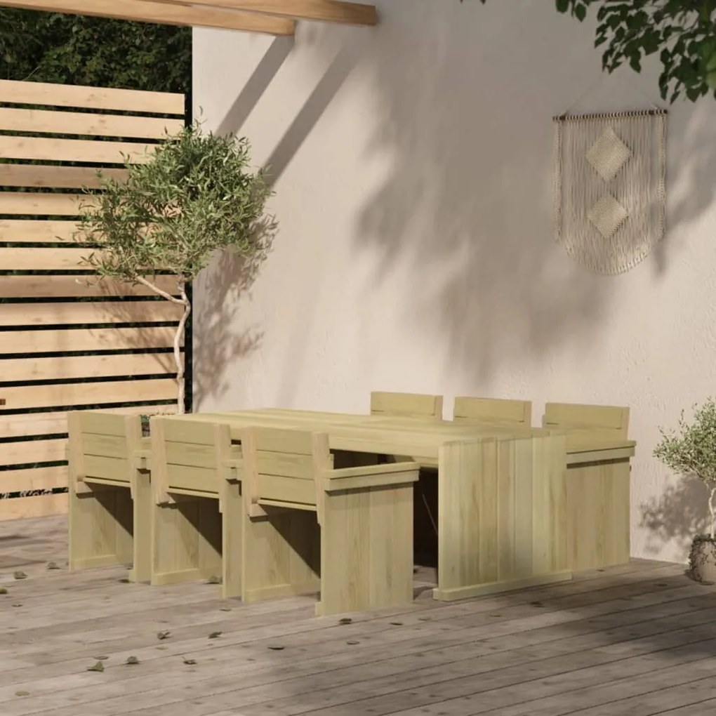 vidaXL 7 pcs conjunto de jantar p/ jardim pinho impregnado