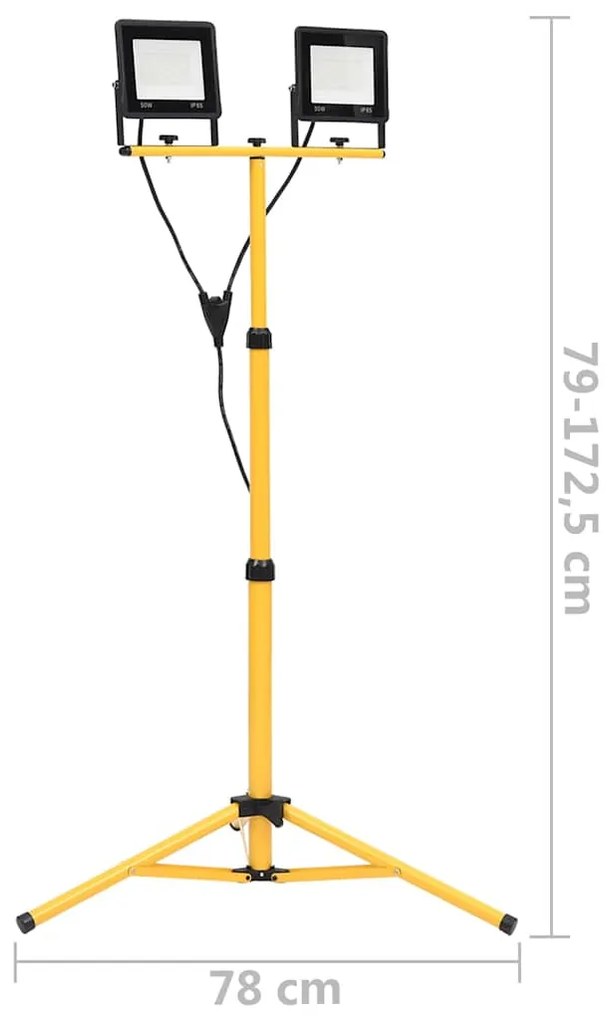 Projetor c/ iluminação LED e tripé 2x50 W branco frio