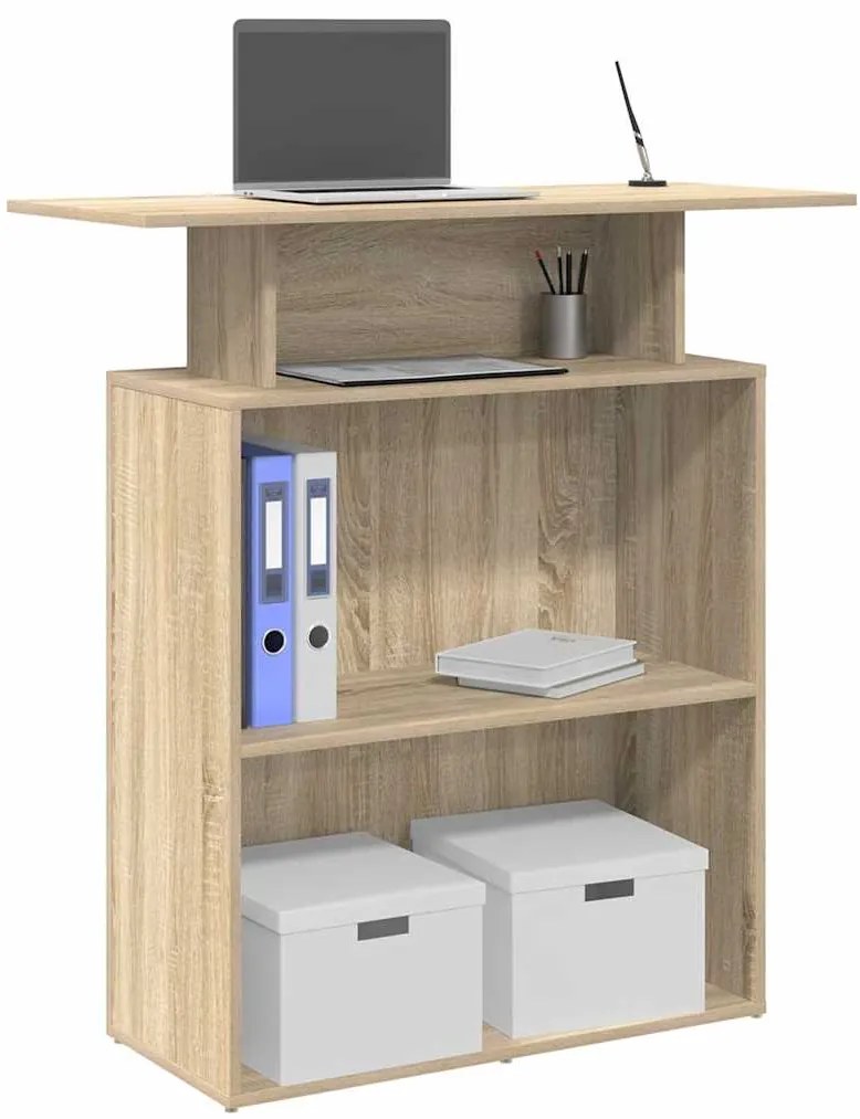 vidaXL Balcão de recepção Carvalho Sonoma 100x40x104 cm Madeira projetada