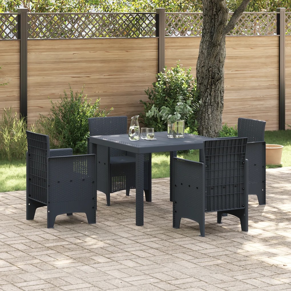 vidaXL Conjunto de Jantar de 5 Peças em Rattan Polipropileno Antracite