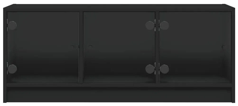 Móvel de TV c/ portas de vidro 102x37x42 cm preto