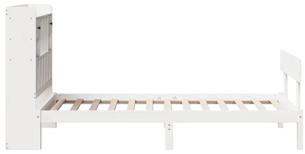 Cama com estante sem colchão 90x200 cm pinho maciço branco