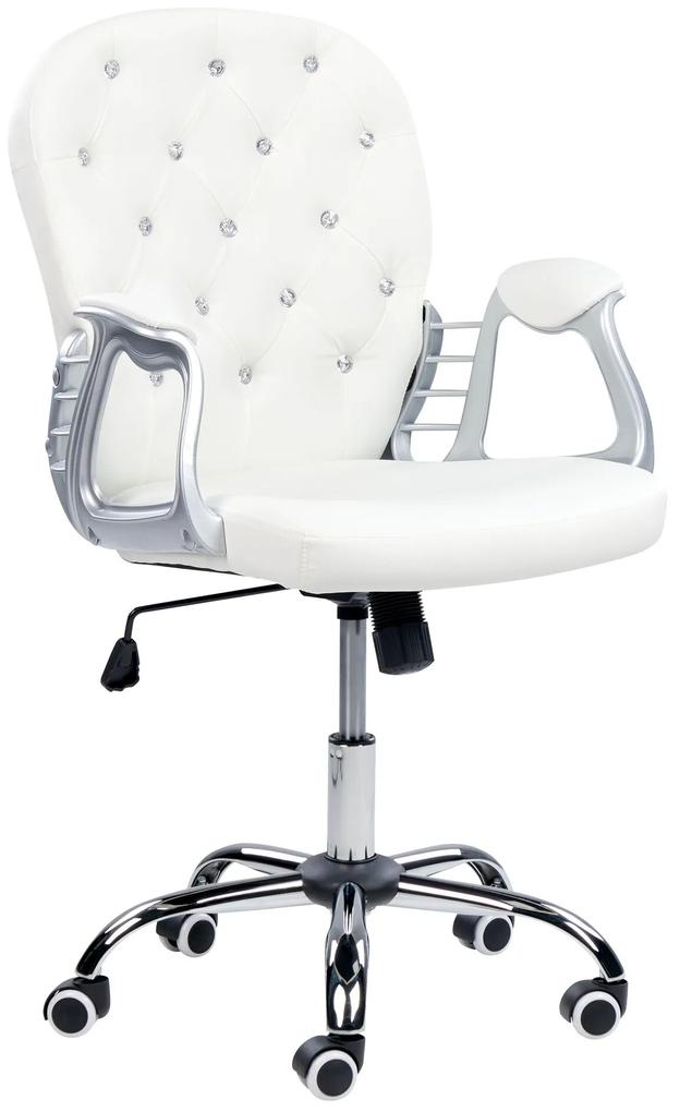 Cadeira de escritório em pele sintética branca com cristais PRINCESS Beliani