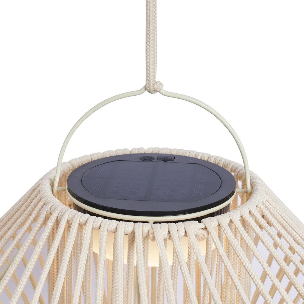 Candeeiro de mesa boémio bege com LED regulável em 3 níveis IP54 recarregável por energia solar - Duco Boêmio