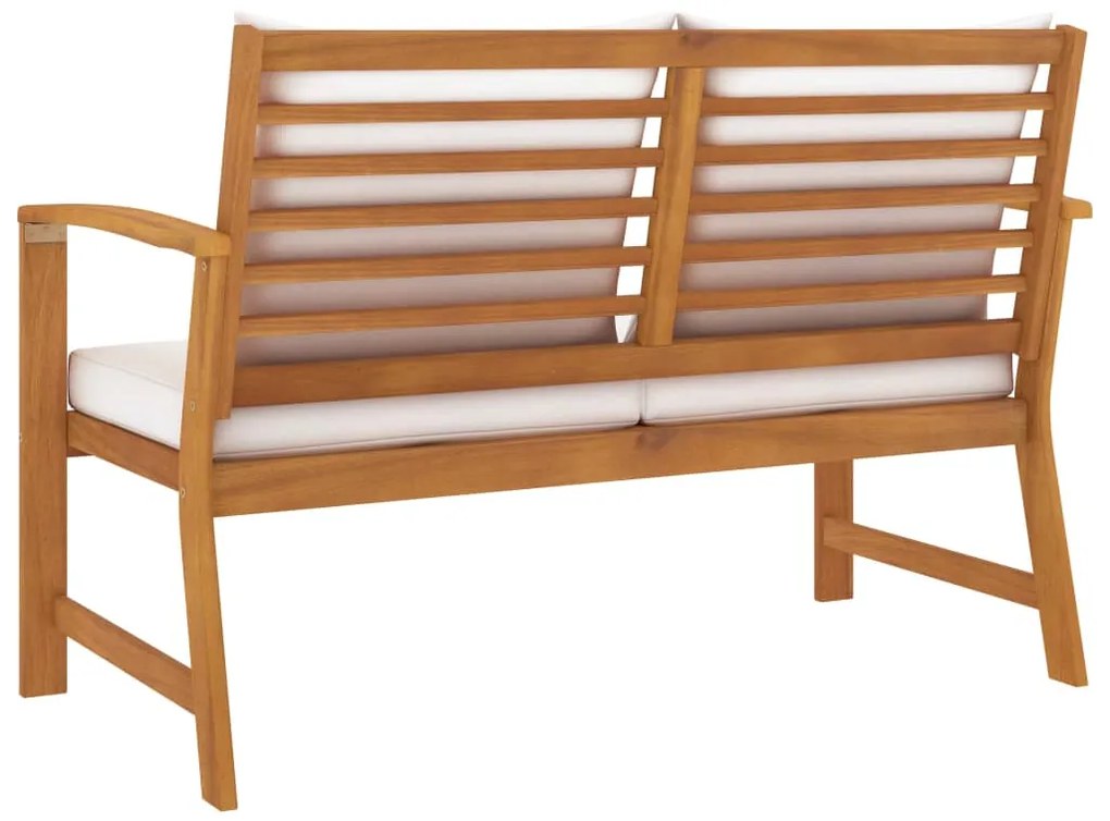 Banco de jardim com almofadão cor creme 120 cm acácia maciça