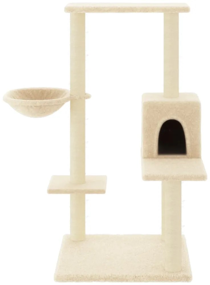 Árvore para gatos c/ postes arranhadores sisal 95 cm cor creme