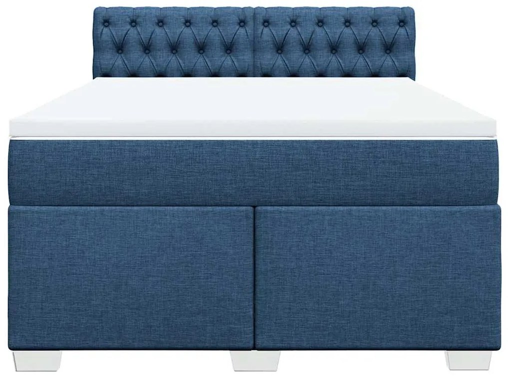 Cama com molas/colchão 140x190 cm tecido azul