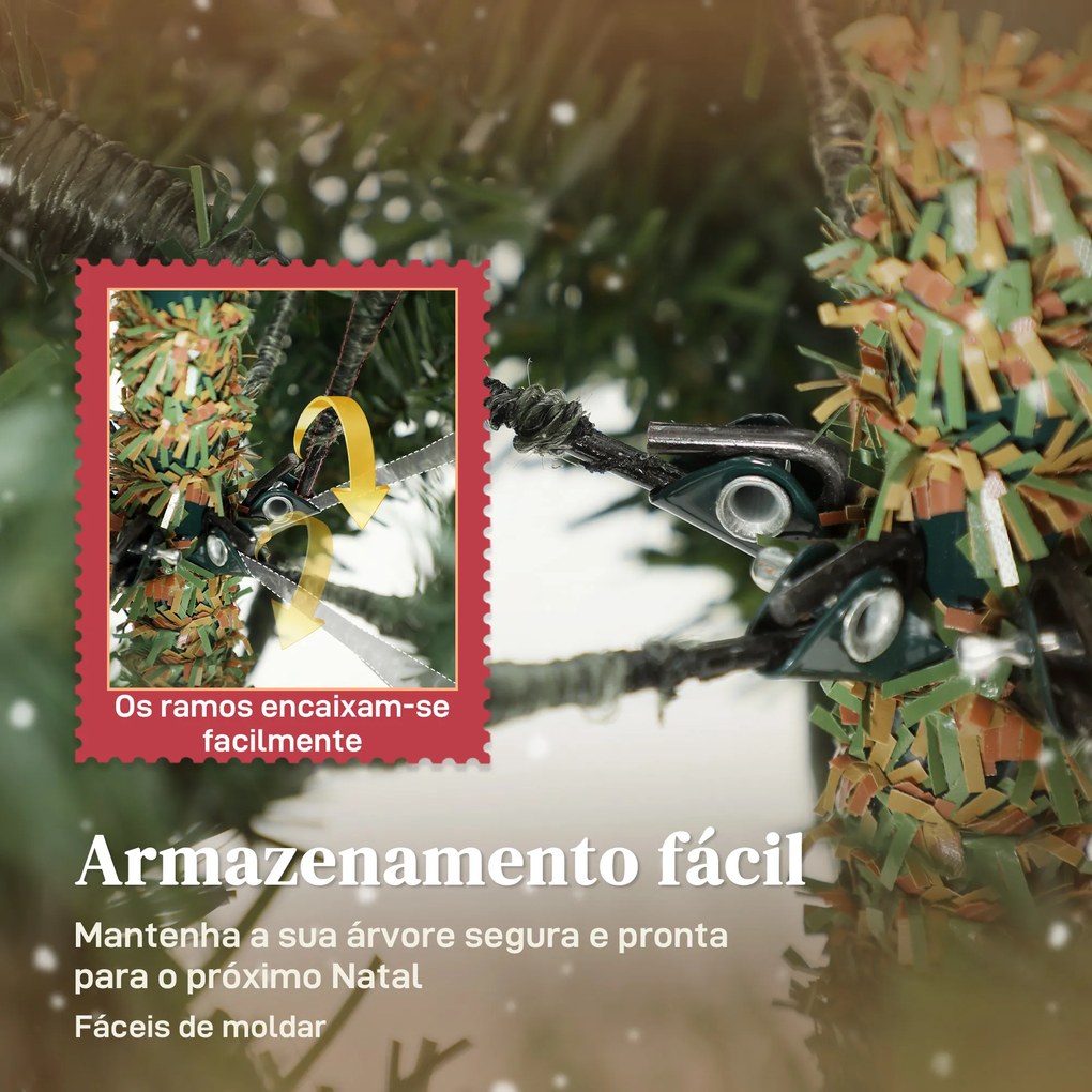Árvore de Natal Artificial 180 cm com 1794 Ramos Densos Suporte Metálico Dobrável para Interior Verde