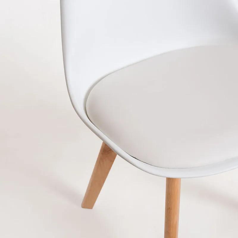 Cadeira Lena com Assento Almofadado  - Branco - Design Nórdico