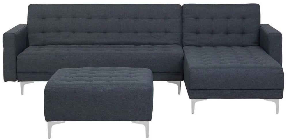 Sofá-cama de canto com 4 lugares com repousa-pés em tecido cinzento escuro ABERDEEN Beliani