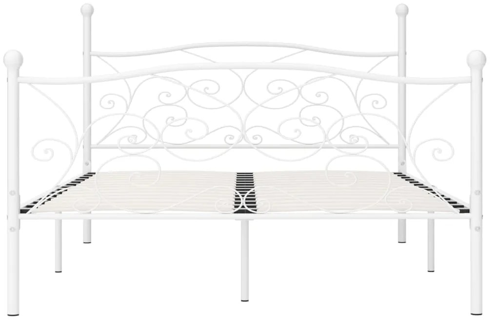 Estrutura de cama com estrado de ripas 140x200 cm metal branco