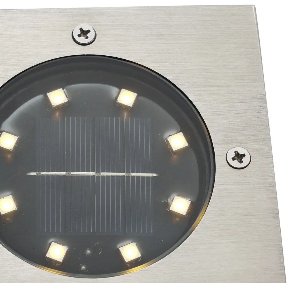 Conjunto de 6 projetores de chão quadrados em alumínio Incl. LED IP65 Solar - Terry Moderno
