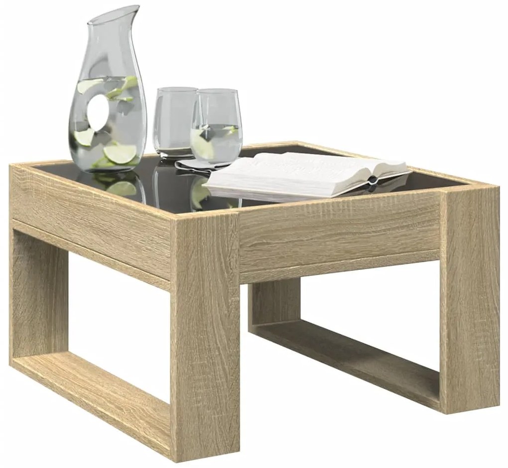Mesa de centro luzes LED Infinity 50x53x30 cm carvalho sonoma
