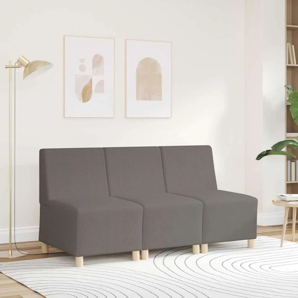Poltrona sem braços 55 cm tecido corduroy cinzento-claro